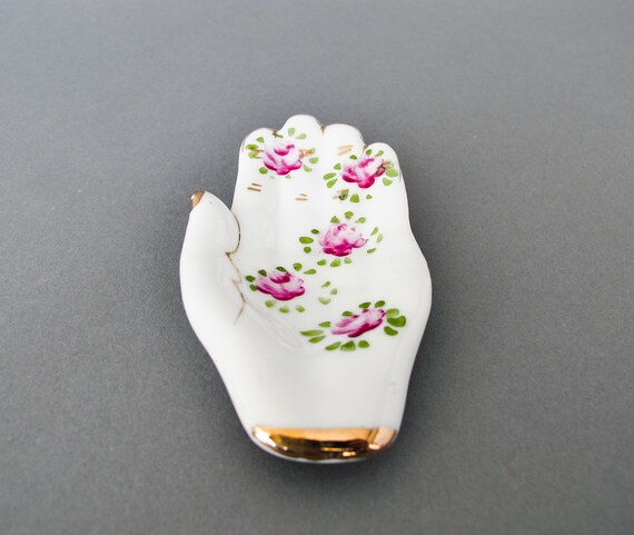 Floral Ceramic Hand Ring Dish Hand Painted Vintag… - image 3