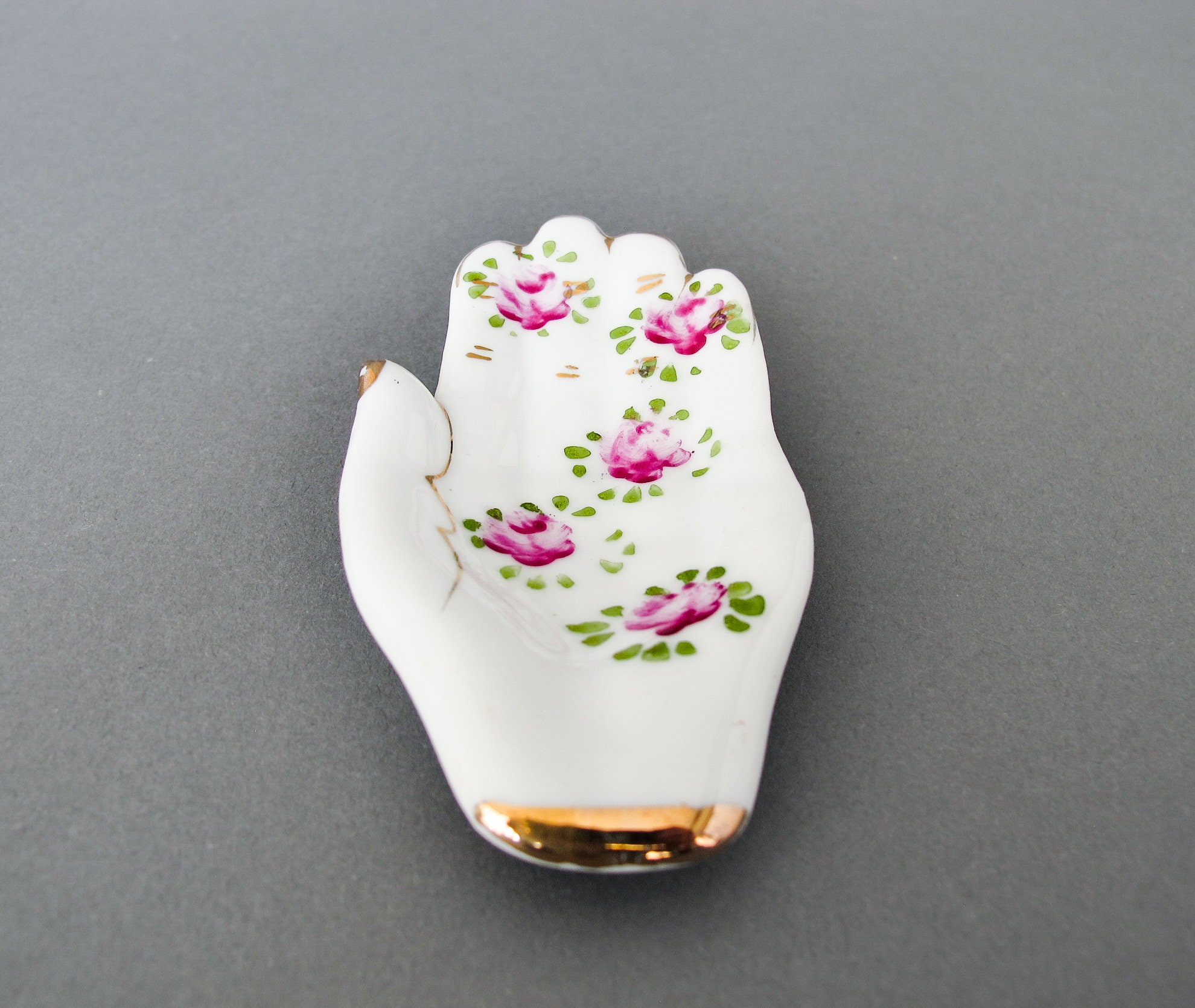 Floral Ceramic Hand Ring Dish Hand Painted Vintage Irice Etsy.de