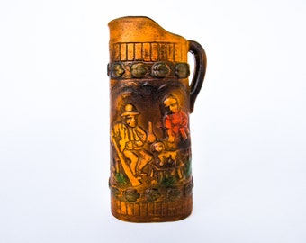 Bavarian Pitcher Vase Vintage Norleans Japan with Carved Ceramic Motifs
