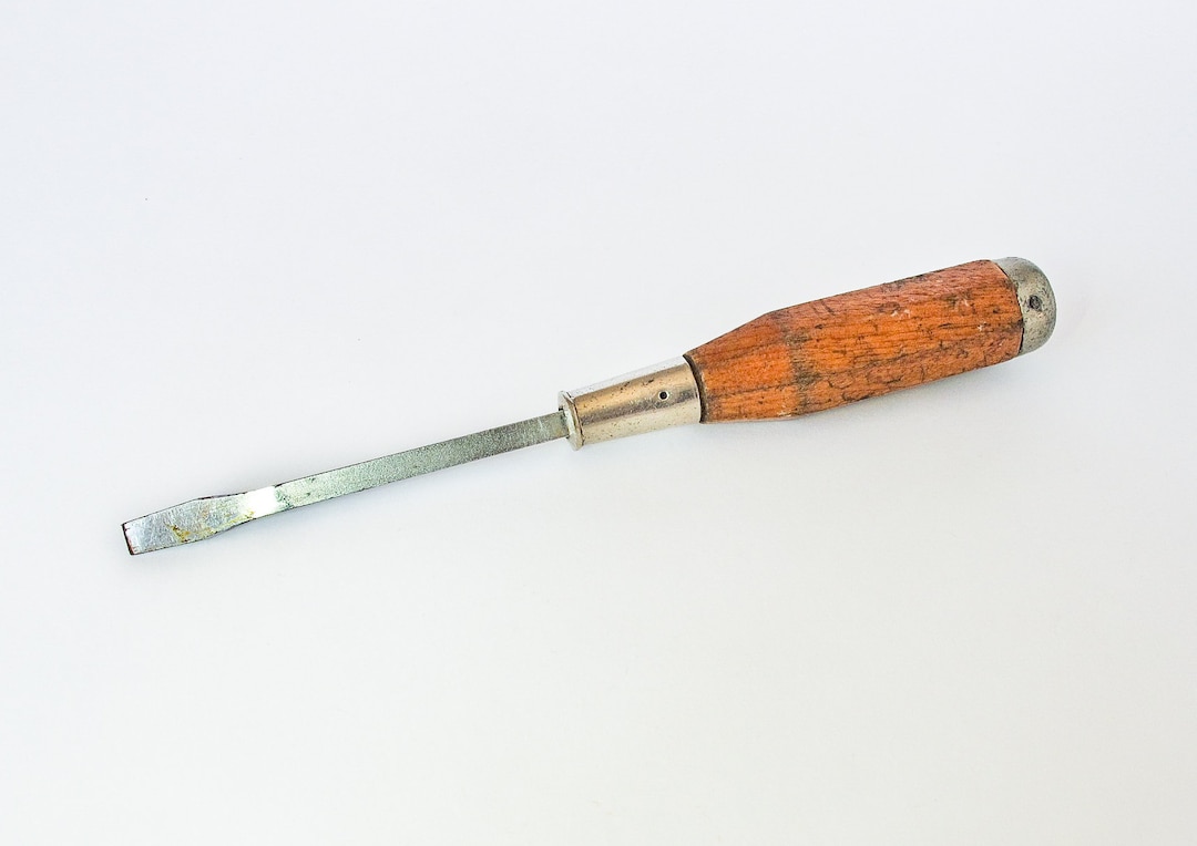 Vintage P&C Flathead Screwdriver: Octagonal Wood Handle, Square Shank ...