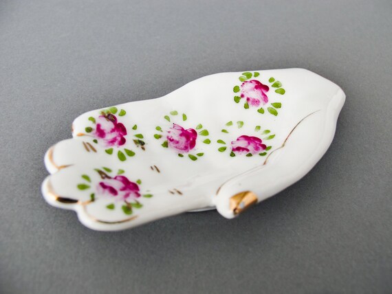 Floral Ceramic Hand Ring Dish Hand Painted Vintag… - image 2