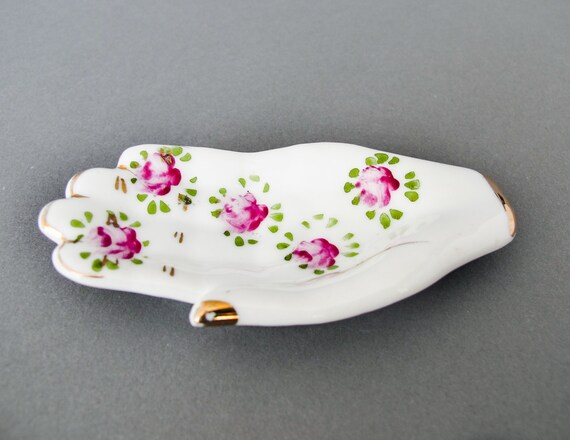 Floral Ceramic Hand Ring Dish Hand Painted Vintag… - image 4