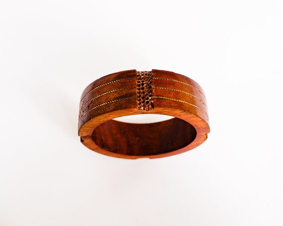 Vintage Wood Bangle Bracelets Set of 2 Retro Jewe… - image 7