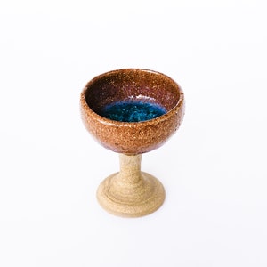 Hand Thrown Pottery Goblet Unique Ceramic Drinking Cup Vintage Wine Goblet