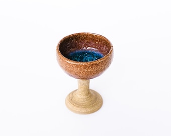 Hand Thrown Pottery Goblet Unique Ceramic Drinking Cup Vintage Wine Goblet