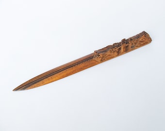 Wooden Page Turner Knife Hand Carved Letter Opener Vintage Wood Paper Knife