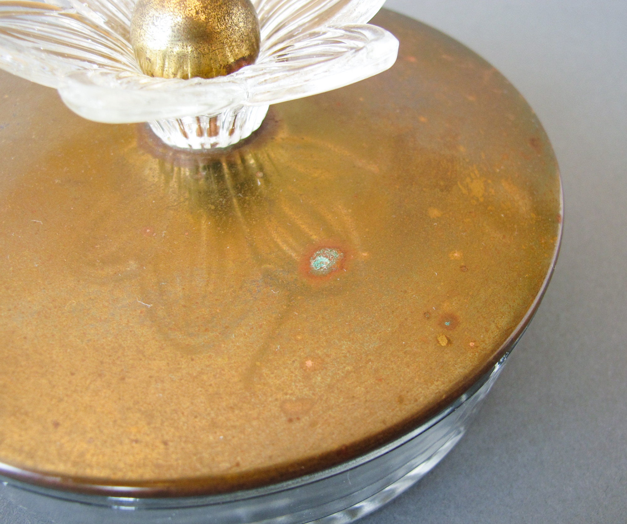 Crystal Candy Dish Brass Lid RARE Vintage Mid Century Glass Etsy
