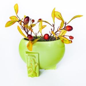 Vintage Green MCM Asian Ceramic Planter Vase Indoor Garden Decor
