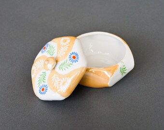 Asian Lidded Dish Vintage Japanese Ceramic Jewelry Dish