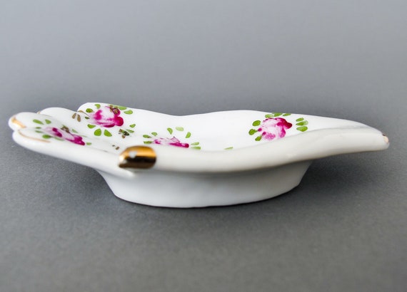 Floral Ceramic Hand Ring Dish Hand Painted Vintag… - image 5