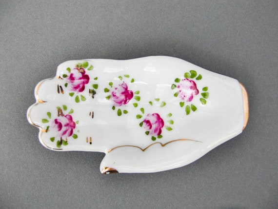 Floral Ceramic Hand Ring Dish Hand Painted Vintag… - image 9
