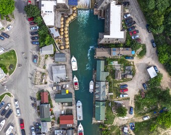 Fishtown Photo Print, Leland, Leelanau, Boats, Water, Drone, Aerial, Northern Michigan, Crystal Lake, Traverse City, Wall Art, Pure Michigan