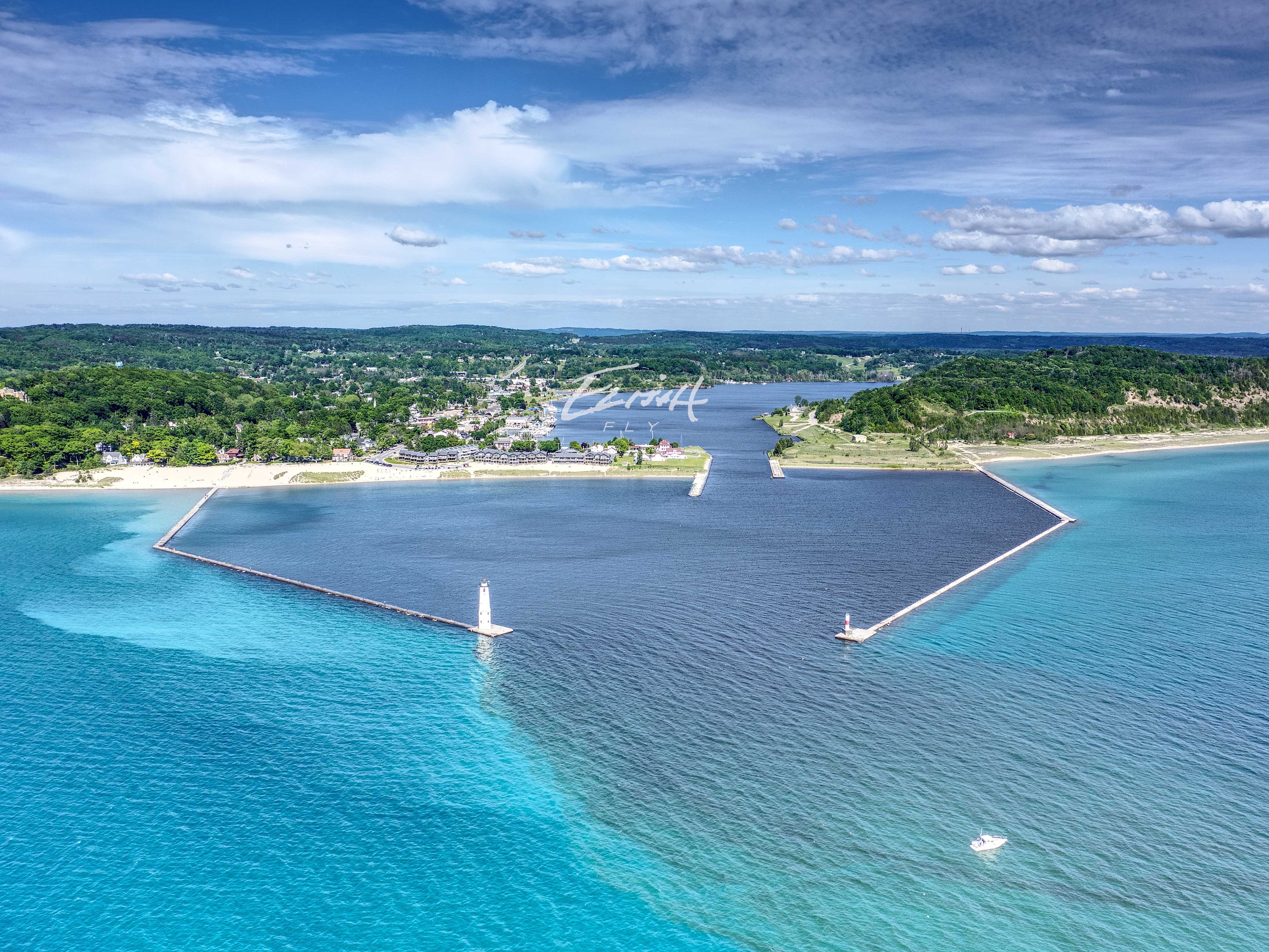 Frankfort Harbor Photo Print, Elberta, Lake Michigan, Water Swirls