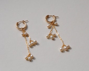 Brautohrringe Perlen Creolen aus 14k Hartvergoldetem Messing – Eleganter Schmuck für die Braut