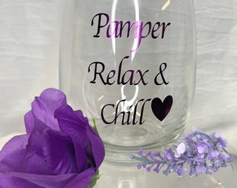 Pamper Relax & Chill Stemless Wine Glass