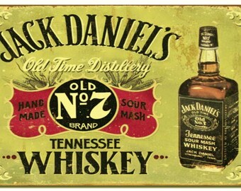 TIN SIGN /"Cowboy Jacks” Saloon Bar Mancave Whisky Liquor College Drinks Rustic
