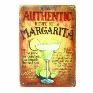 Tin Sign Alcohol Retro Margarita cocktail Kitchen Tin Sign Alcohol Retro Margarita cocktail Kitchen