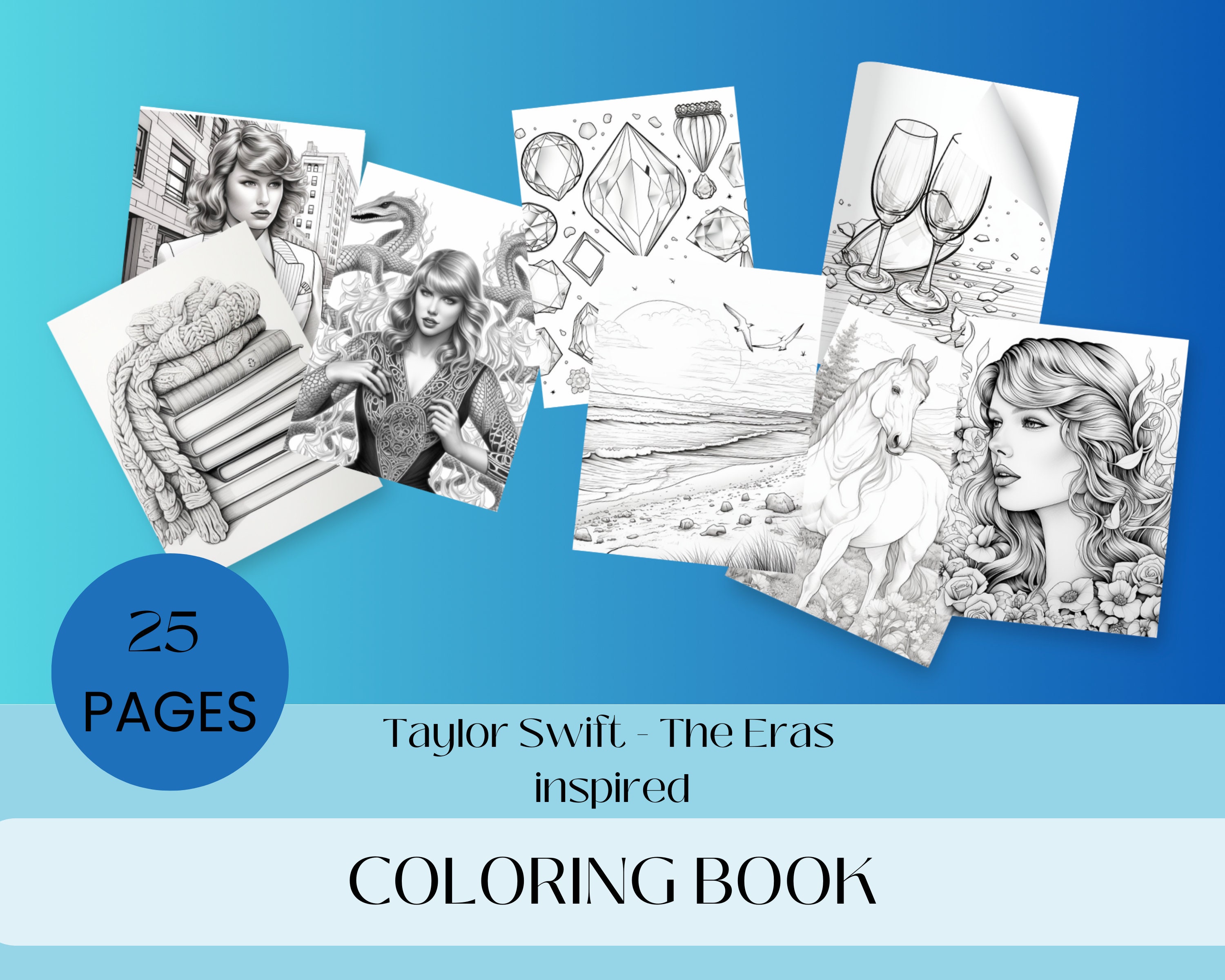 Taylor Swift Colouring Pages Book, Adult Coloring Book, Music Inspired, Pop  Star Coloring Pages 