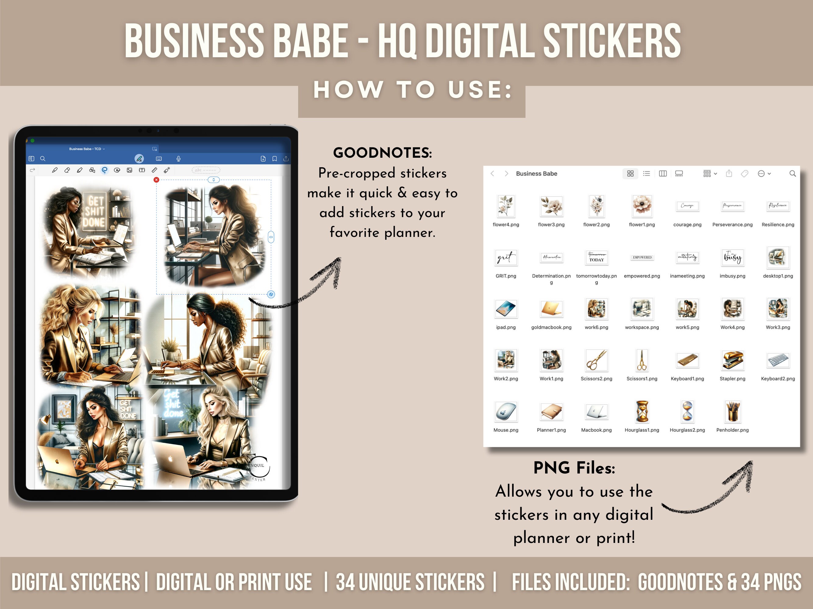 Work Digital Goodnotes Stickers, Business Stickers, Business Babe ...