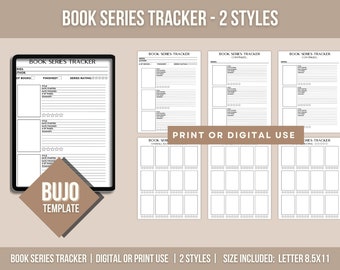 Book Series Trackers | Reading Tracker | Digital Journal | Series Book Review | Printable Journal | 100 Book Challenge | 50 Book Challenge