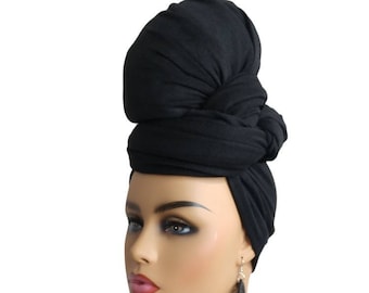 Black, Jersey Stretch Headwraps, Turban, African Headwrap, Stretchy Head Wrap, Headwrap for black women, Headwraps for Women, Head Wrap Locs