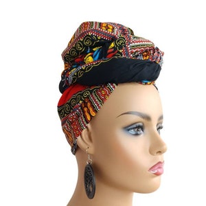 Black African Head Wrap, dashiki headwrap, Ankara Turban,