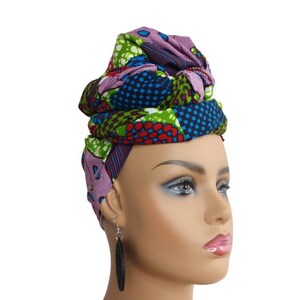 African Head Wraps For Women In Geometric Print Fabric
