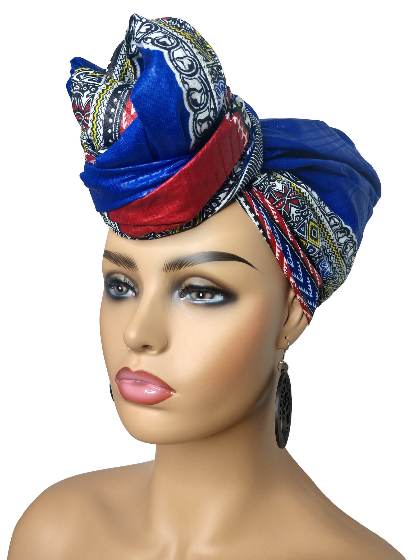 African Head Wraps for Women Blue Dashiki Headwrap for Black - Etsy
