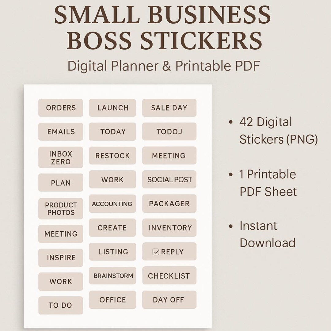 Digital Business Stickers for Planners PDF and PNG Labels for Etsy ...