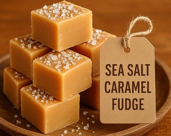 Fudge de caramelo con sal marina gourmet: lotes pequeños, hecho a mano, listo para regalar