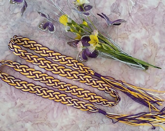 Handfasting Ribbon | Purple | Gold | White | Poly Satin Handfasting Cord