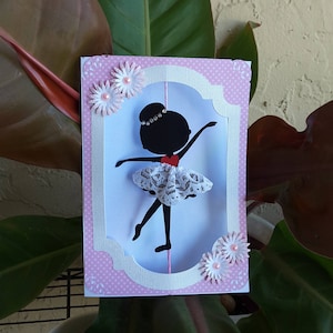 Dança girando flutuante wind up bailarina personalizado feito à mão cartão-sem ocasião-com tutu de renda