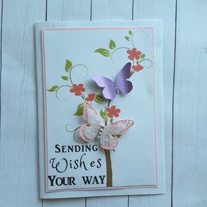 Cualquier ocasión "Enviando deseos a tu manera" Tarjeta de felicitación hecha a mano - En blanco por dentro