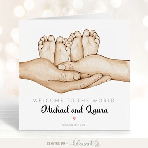 Twins New Baby-kaart, Welcome to the World gepersonaliseerde eerste kaart voor dierbare kleinkinderen, Gefeliciteerd Baby-kaart voor nieuwe ouders