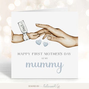 1º Dia das Mães como minha mamãe, cartão personalizado para mamãe de criança recém-nascida, presente de feliz dia das mães para esposa, doce mão de criança segurando a mãe