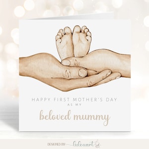 Happy First Mother's Day card voor geliefde mama van pasgeboren kind, gepersonaliseerd binnen gedrukt bericht, Happy Mothers Day cadeau voor mama
