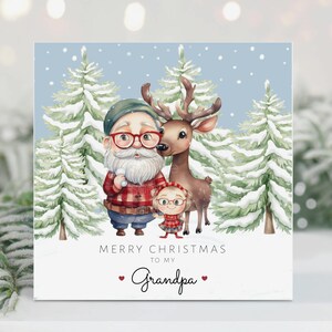Biglietto di Natale per il nonno, regalo della nipote, auguri di buon Natale per lo zio, biglietto piegato unico per il regalo di Natale della bambina