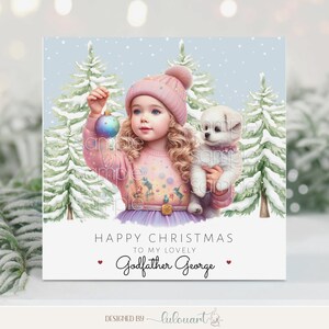 Biglietto di Natale per lo zio dalla nipote al mio padrino, ricordo di Natale con calorosi auguri all'interno gratuitamente, simpatico biglietto di alta qualità per bambini