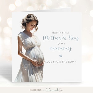 Tarjeta personalizada del Primer Día de la Madre para una futura mamá, Amor desde el bulto, Mensaje impreso para la madre embarazada, Feliz Día de la Madre desde el bebé