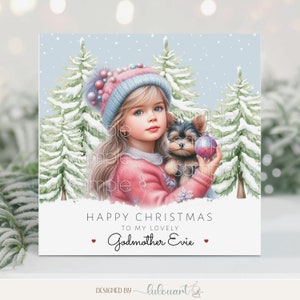 Cartão de Natal personalizado da Tia com votos calorosos, Feliz Natal para minha adorável madrinha, presente especial e único da Sobrinha
