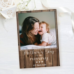 1er Día de la Madre como mi mamá, Tarjeta fotográfica personalizada en estilo Boho, Regalo único para mamá de bebé recién nacido, Su tarjeta fotográfica familiar