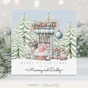 Weihnachtskarte für neue Eltern, Frohes 1. Weihnachten als meine Mama und mein Papa, Weihnachtsandenken für Neugeborene, besonderes Geschenk von Großeltern, Geschwistern