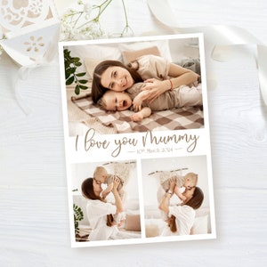 Gepersonaliseerde Moederdag fotokaart, ik hou van je mama gepersonaliseerde kaart, Happy Mothers Day perfect cadeau voor vrouw, 1e Moederdag kaart