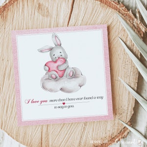 Biglietto d'amore romantico per San Valentino, regalo di anniversario per la moglie, biglietto di San Valentino per la celebrazione dell'amore, coniglio carino con cuore, biglietto del marito