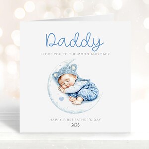 Eerste Vaderdagkaart van een babyjongen, Papa, ik hou van je tot aan de maan en terug, Nieuwe vader, Opa, Opa, Opa, Vader, Stiefvader, Peetvader