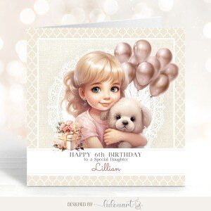Cartão de 6º aniversário personalizado para filha especial, Feliz 5º aniversário para neta, Cartão de felicitações dos pais, 7º 8º 9º