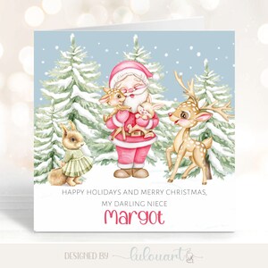 Personalisierte Weihnachtskarte mit Weihnachtsmann, Grußkarte für Nichte, Schwester, Enkelin usw. Babys erstes Weihnachten