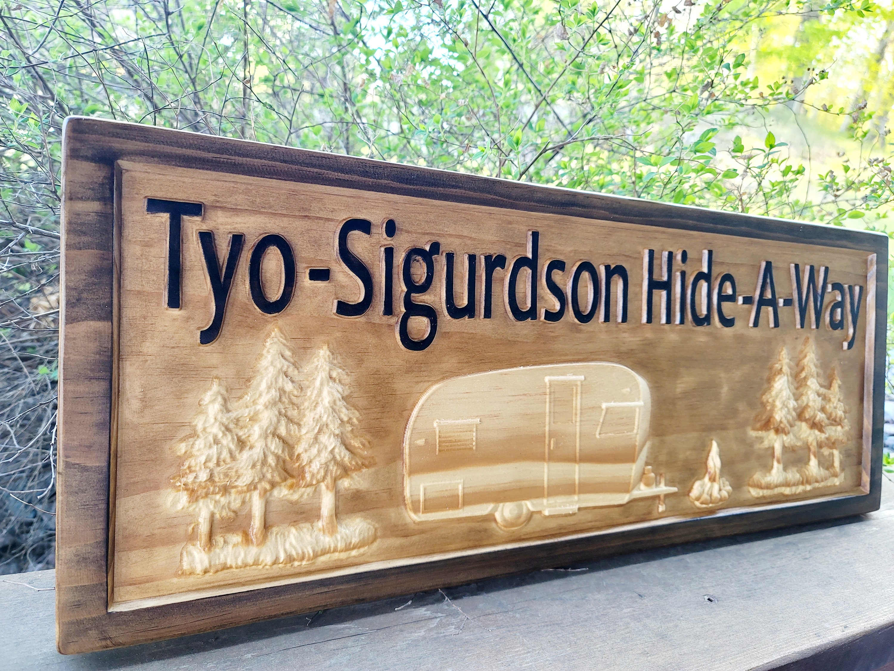 Camping Fire Trees Cabin Sign Personalized Custom Wood Sign ...
