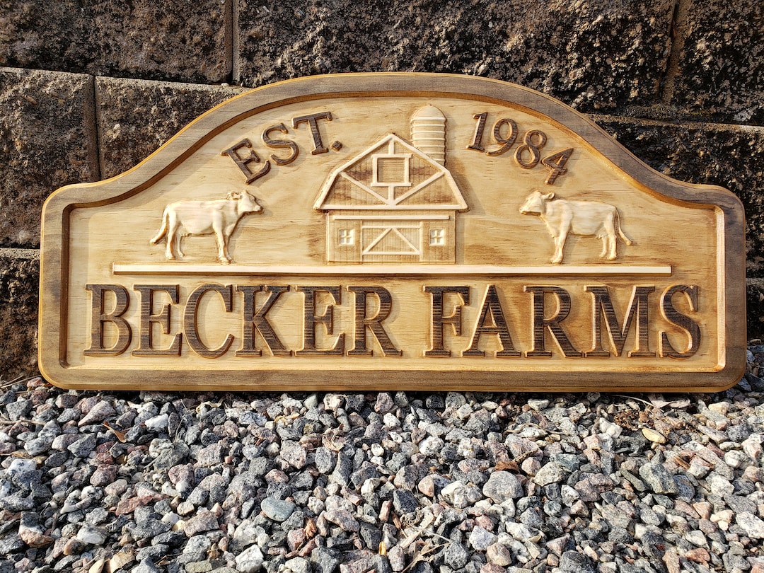 Farm Sign Personalized Established Family Name Sign Carved Wooden Last ...