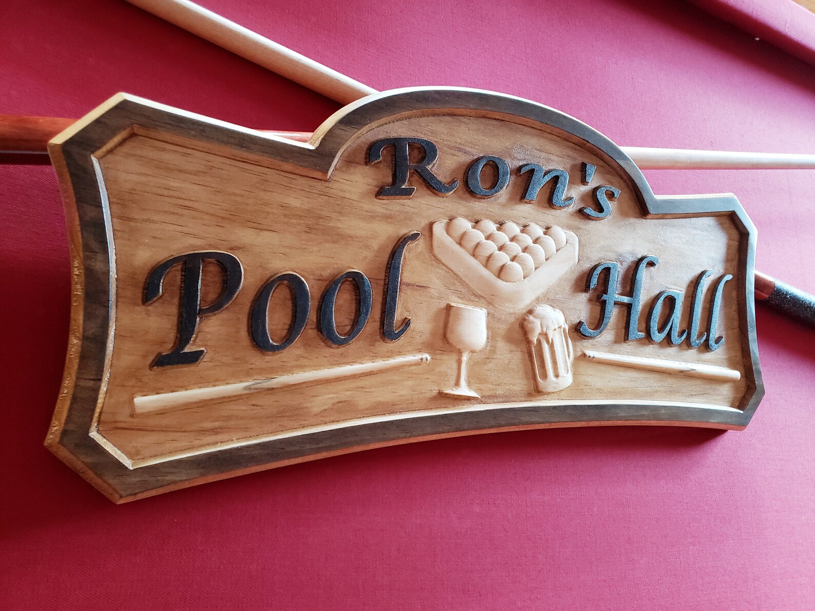 Personalized Billiard Pool Cue Sign Wine Established His Etsy